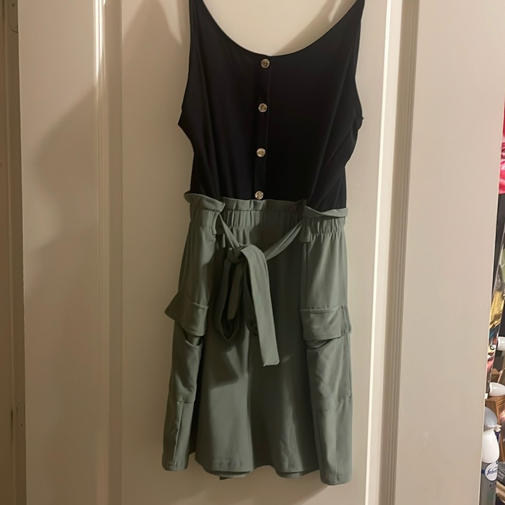 Black and green short romper